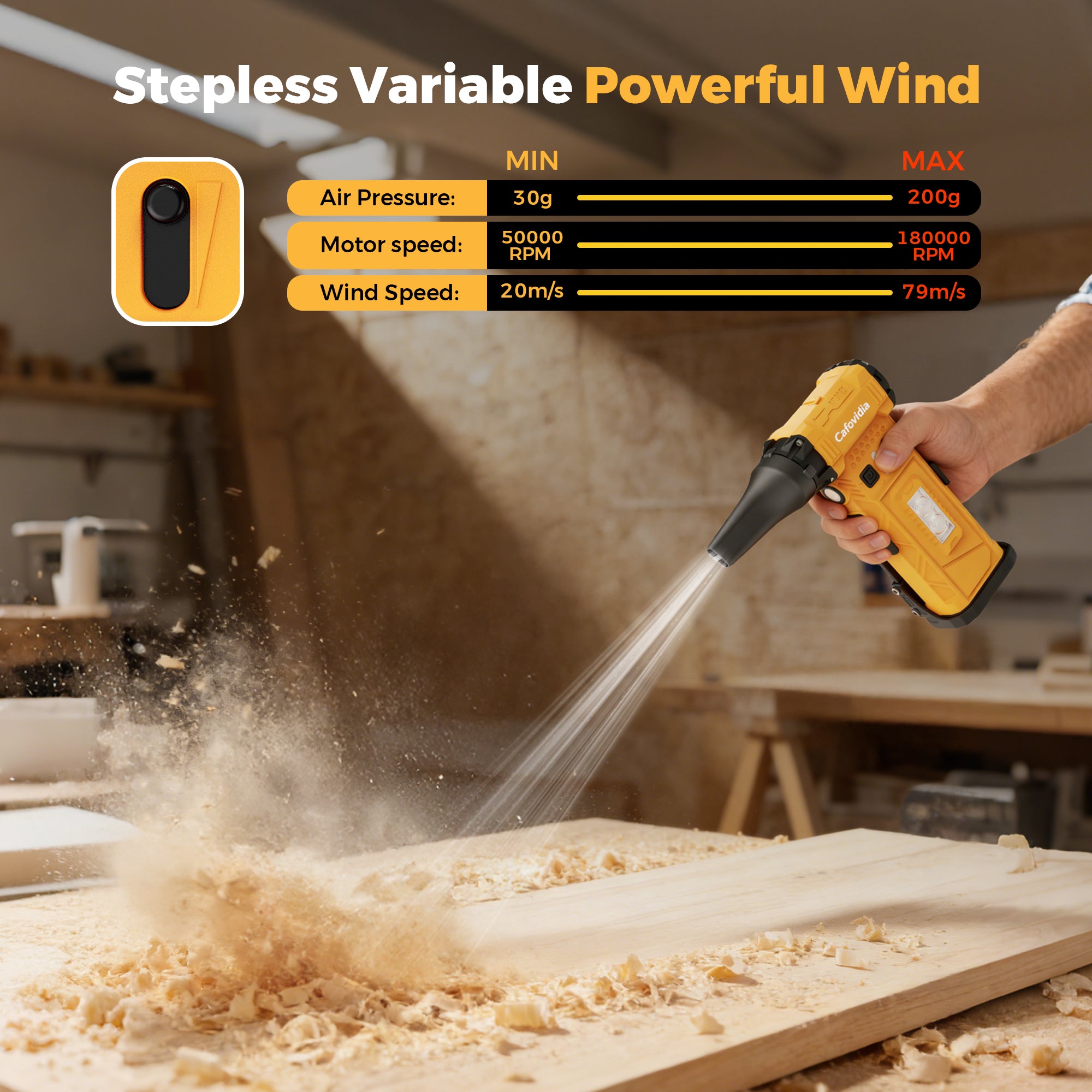 Cafovidia C8 Premium 2-in-1 Compressed Air Duster & Vacuum (180K RPM, 8000mAh)