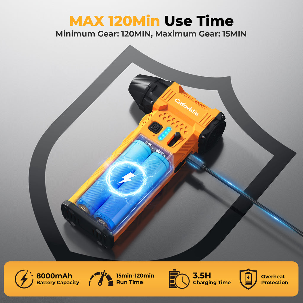 Cafovidia C8 Premium 2-in-1 Compressed Air Duster & Vacuum (180K RPM, 8000mAh)