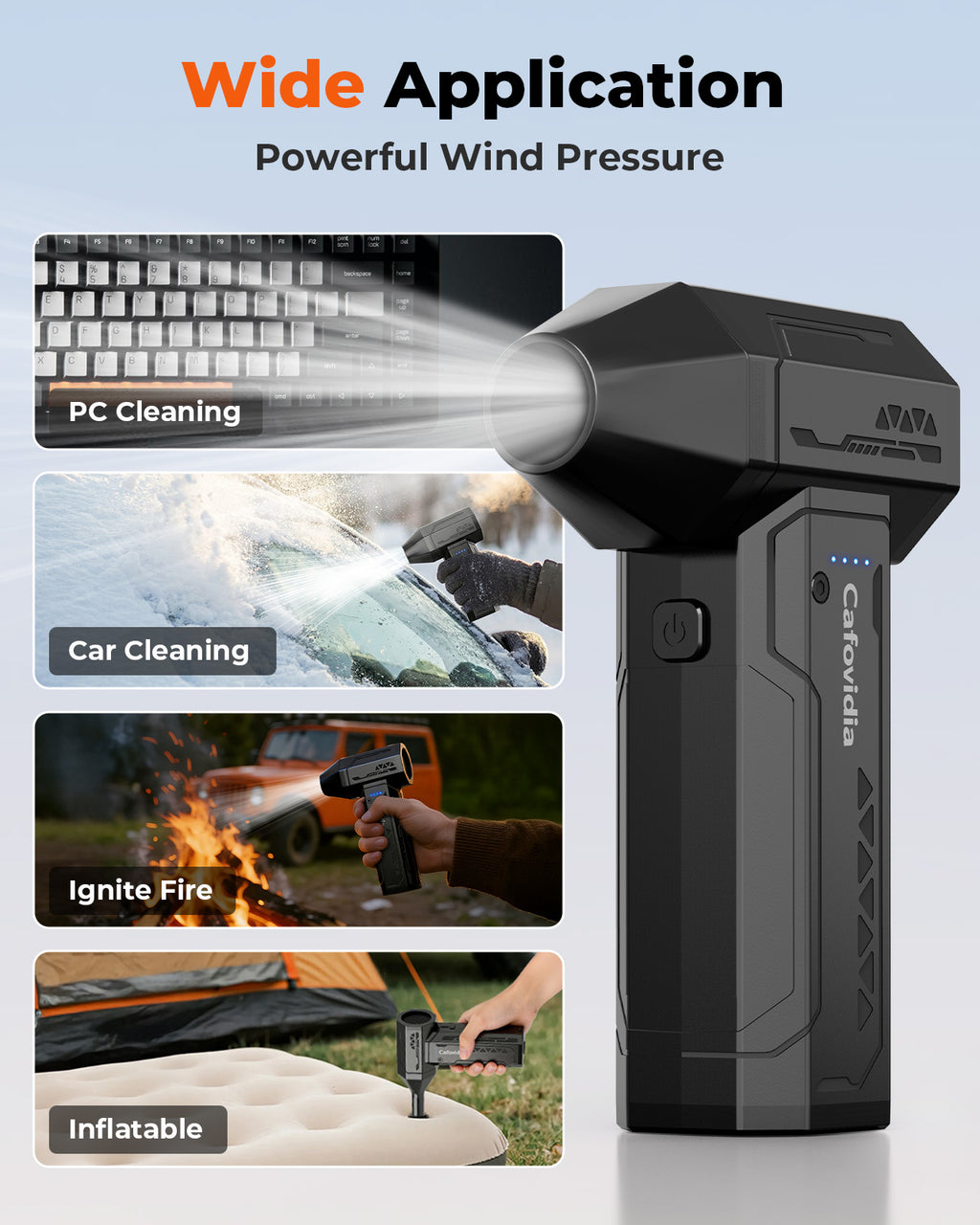 Cafovidia C10 300000RPM Powerful Electric Compressed Air Duster- Portable Turbo Fan for PC,Home,Outdoor,Car-10000mAh Rechargeable Handheld Mini Air Blower